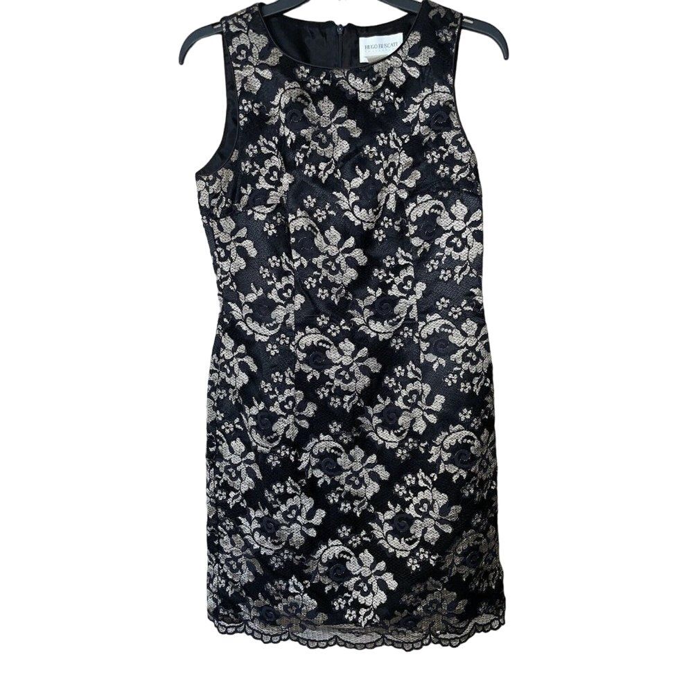 Hugo Buscati Collection Dress Black Gold‎ Lace Overlay Sleeveless Size 6
